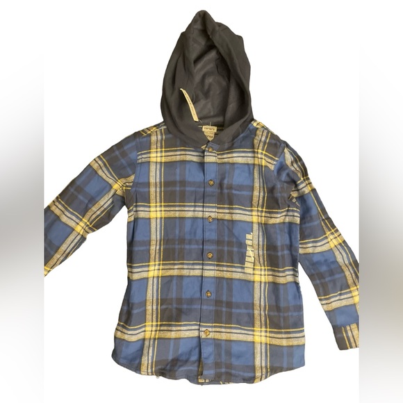Boys 10/10a Carters Kids button up flannel with Hood - Picture 3 of 6